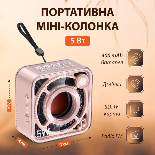 Портативная мини-колонка 5 Вт Розовый DW12P 1934842529 фото