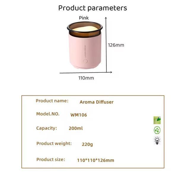 Увлажнитель воздуха с подсветкой WX106 Type-C/5V USB 200ml 00000070986_1 фото