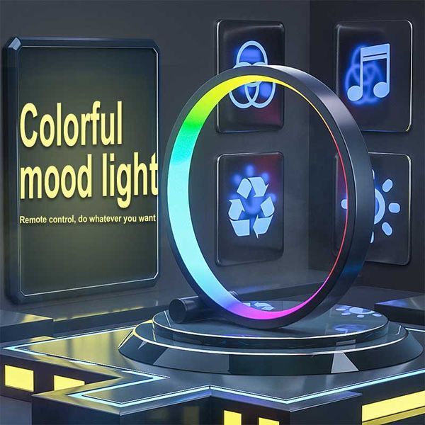 Настільна LED лампа RGB Intelligent circular atmosphere light Bluetooth USB with app 00000066427_1 фото